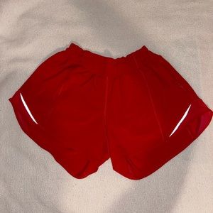 Lululemon dark red low waisted hotty hot shorts